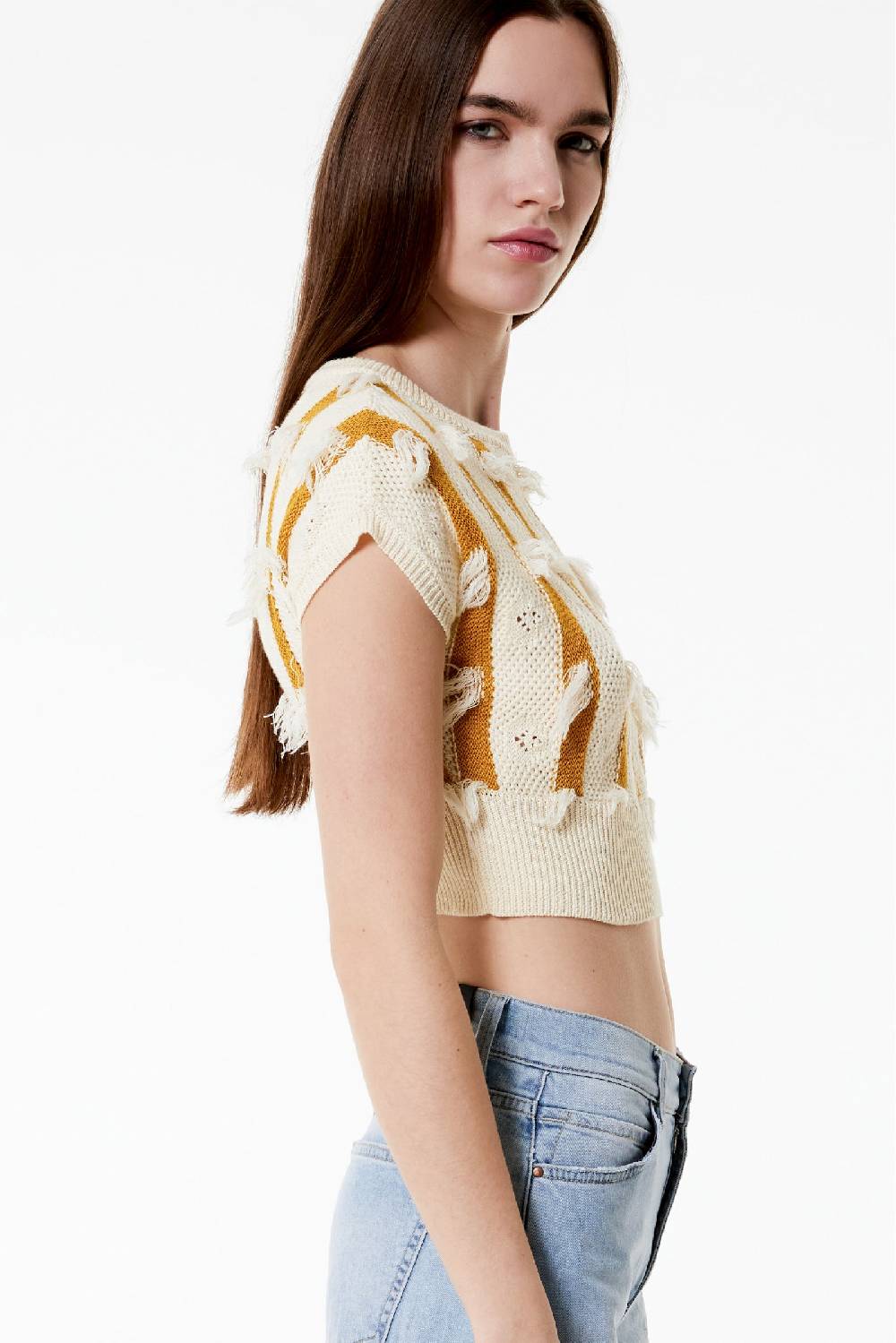 Kristina Ti ALMA - Knitted crop top Fringe Moda
