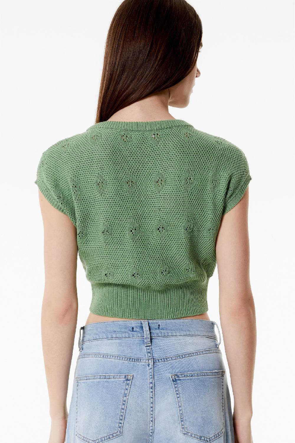 Kristina Ti TEA - Knitted crop top Fringe Sconto di tempo limitato