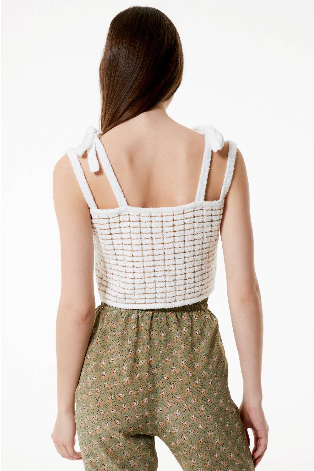 Kristina Ti GIULIA - Crop top with shoulder pads Goldy Prezzo di fabbrica