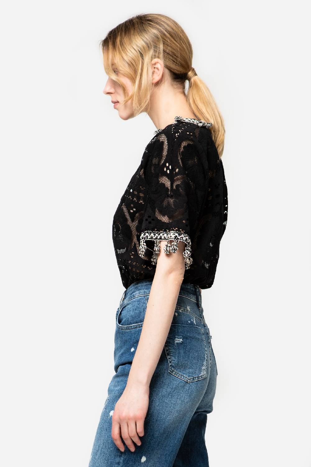 Kristina Ti ALTHEA - Short sleeve lace blouse Sostegno trimestrale