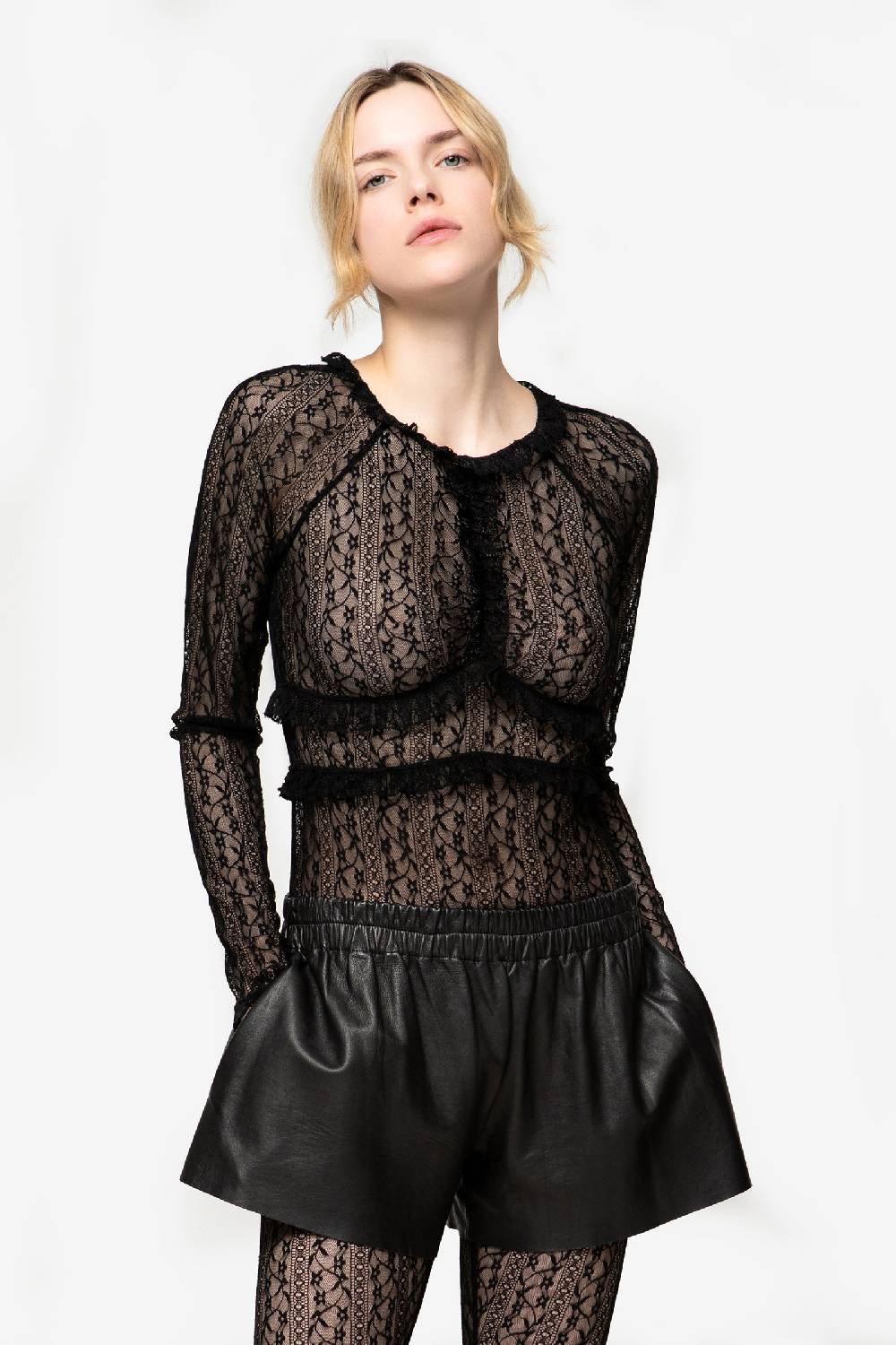 Kristina Ti YVONNE - Undress crew neck lace bodysuit Promozione
