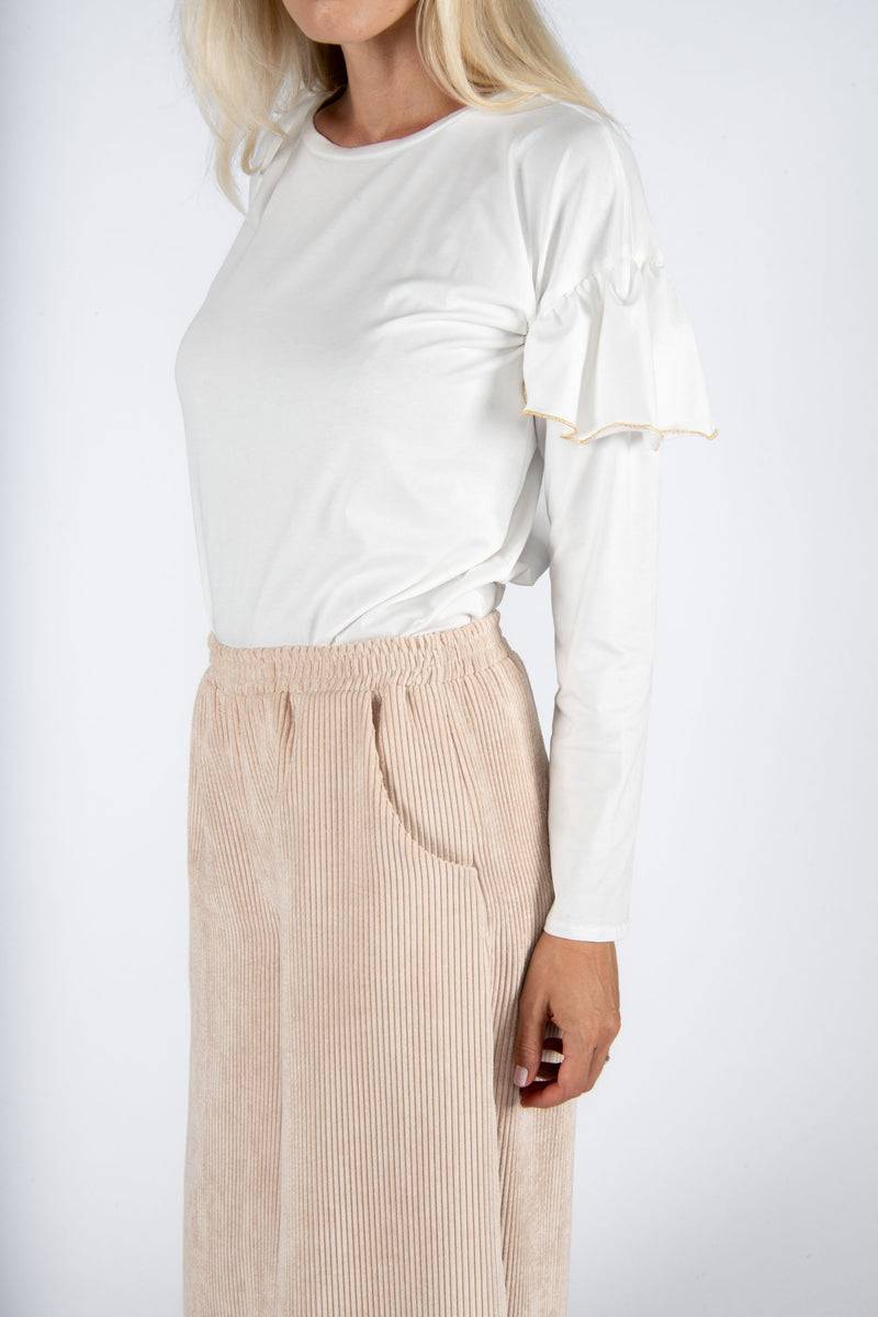Olive E Miele PANTALONE MOLLIE VELLUTO CIPRIA Sottocosto