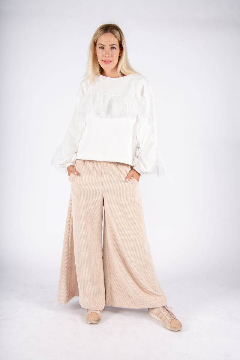 Olive E Miele PANTALONE MOLLIE VELLUTO CIPRIA Sottocosto