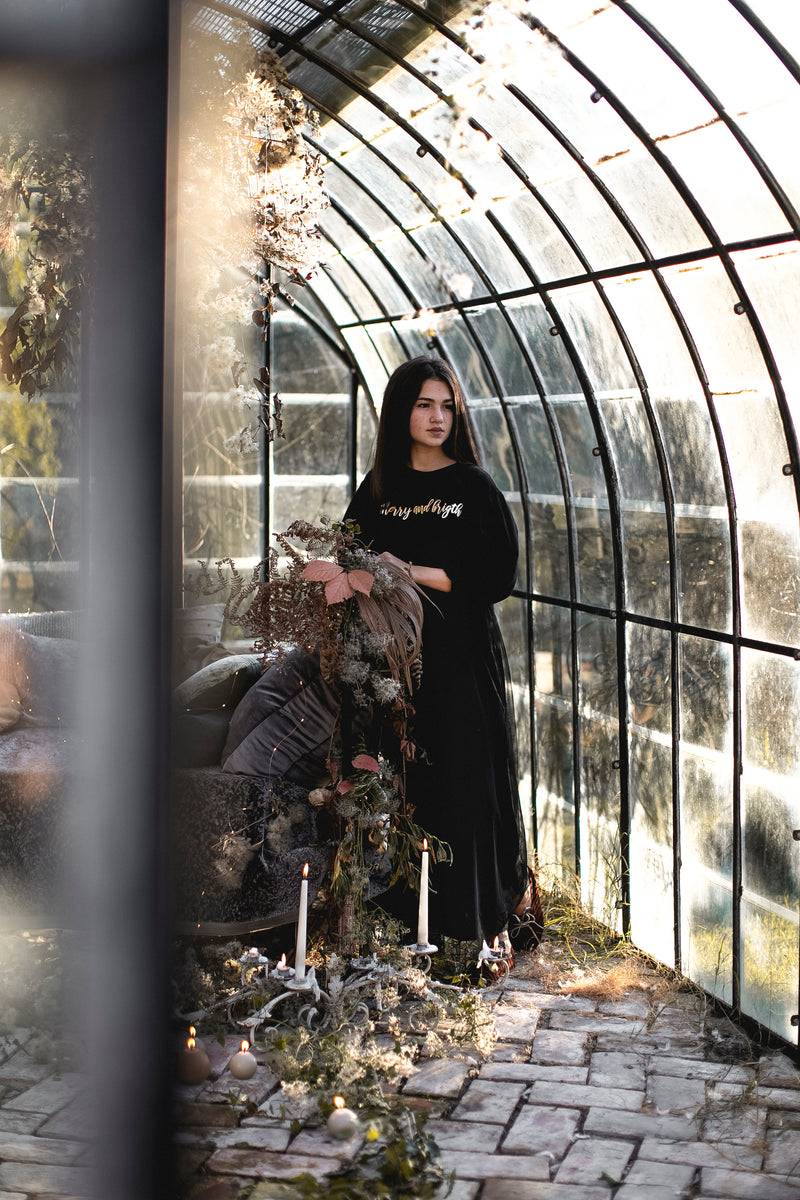 Olive E Miele T-SHIRT MERRY AND BRIGHT BLACK Presa