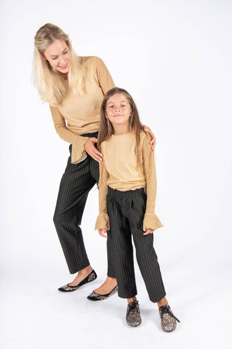 Olive E Miele MiniMe t-shirt Pam + pantalone Gertie gessato lurex Negozio