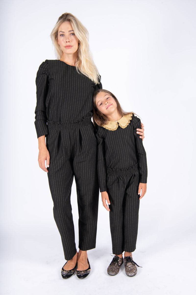 Olive E Miele MiniMe t-shirt Beth + pantalone Gertie gessato lurex Nuova