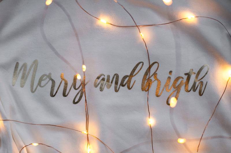 Olive E Miele T-SHIRT MERRY AND BRIGHT WHITE Presa