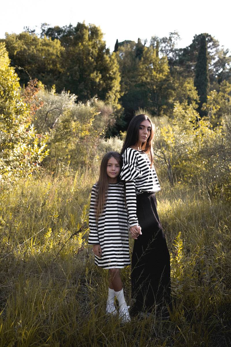 Olive E Miele ABITO CAROL RIGHE BIANCO-NERO Moda