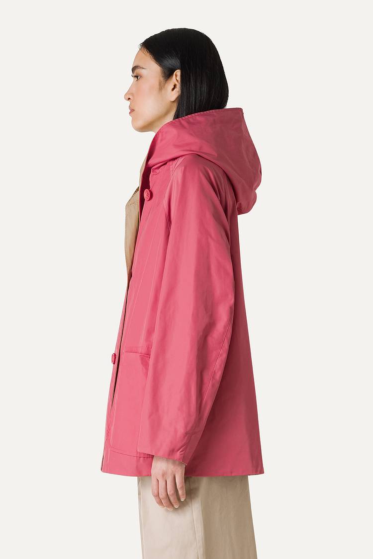 Oof Wear IMPERMEABILE REVERSIBILE CON CAPPUCCIO IN NYLON MEMORY 9411 - ROSA ANTICO/BEIGE Soddisfazione Garantita
