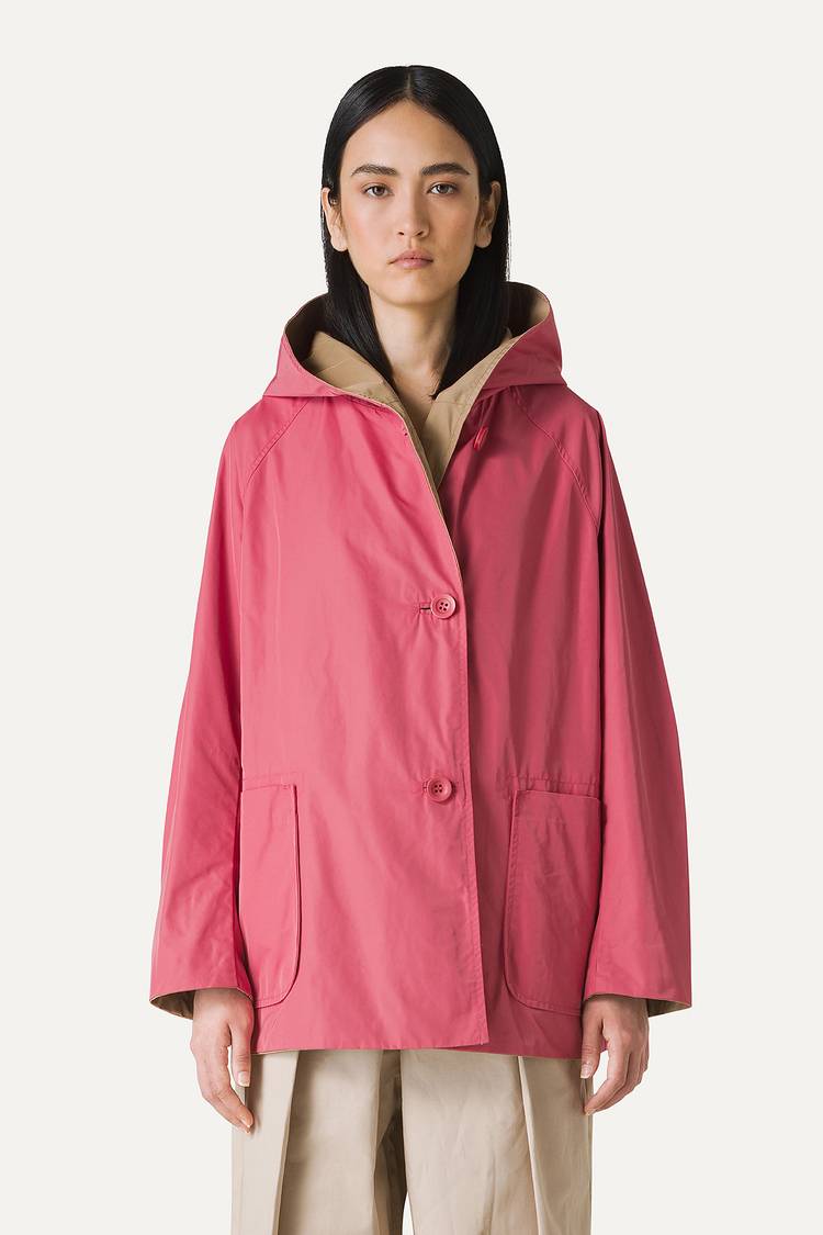 Oof Wear IMPERMEABILE REVERSIBILE CON CAPPUCCIO IN NYLON MEMORY 9411 - ROSA ANTICO/BEIGE Soddisfazione Garantita