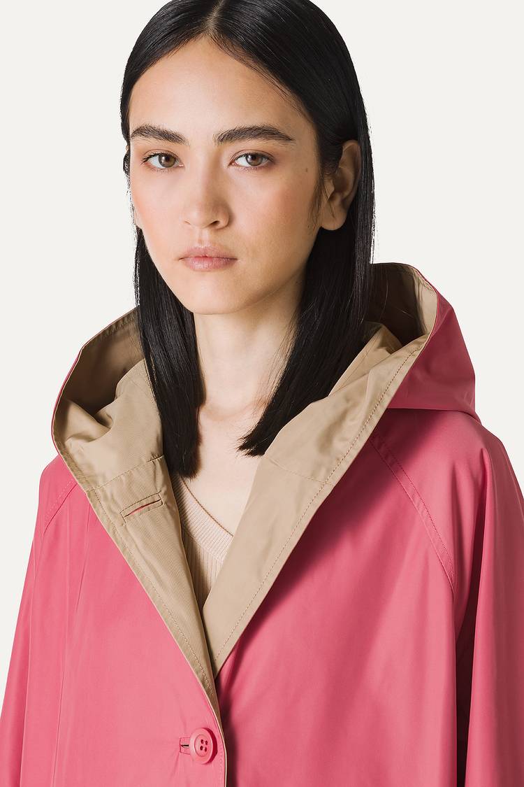 Oof Wear IMPERMEABILE REVERSIBILE CON CAPPUCCIO IN NYLON MEMORY 9411 - ROSA ANTICO/BEIGE Soddisfazione Garantita