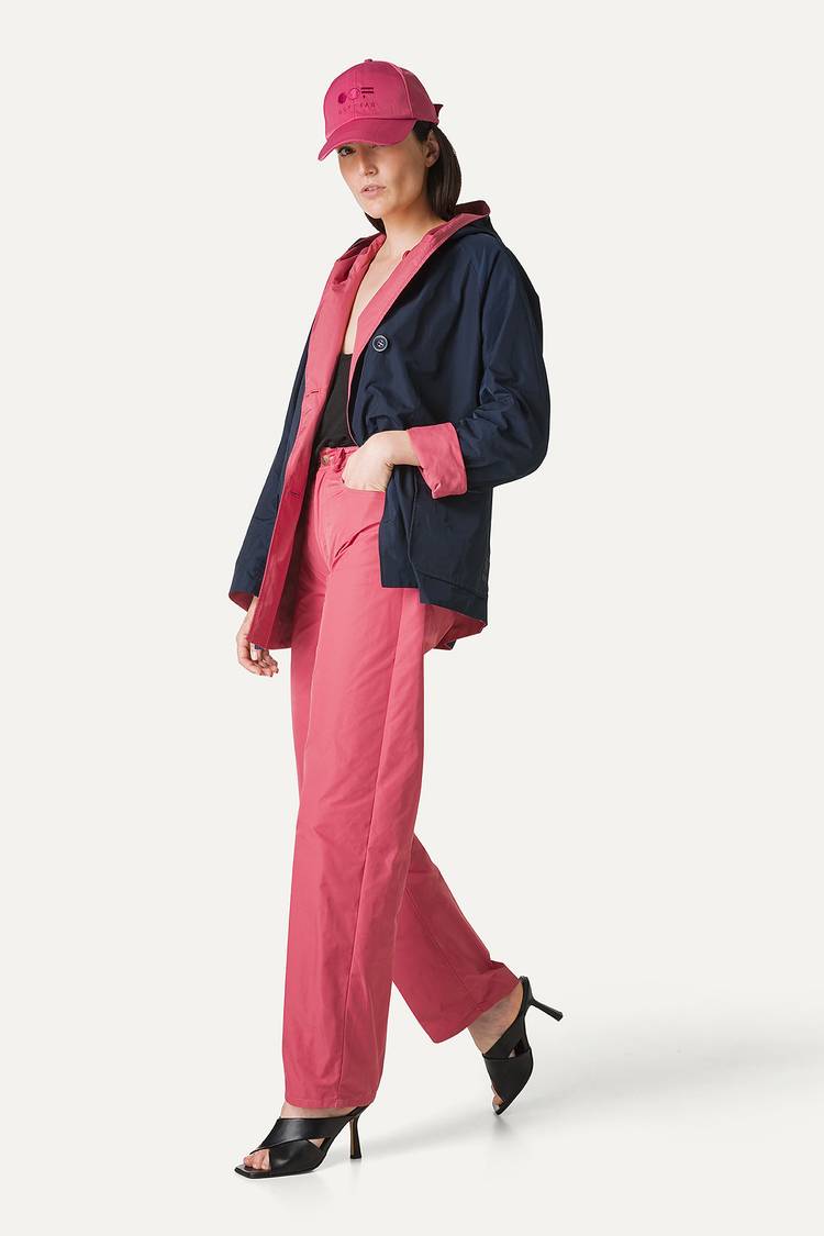 Oof Wear IMPERMEABILE REVERSIBILE CON CAPPUCCIO IN NYLON MEMORY 9411 - BLU NOTTE/ROSA ANTICO Qualità Garantita