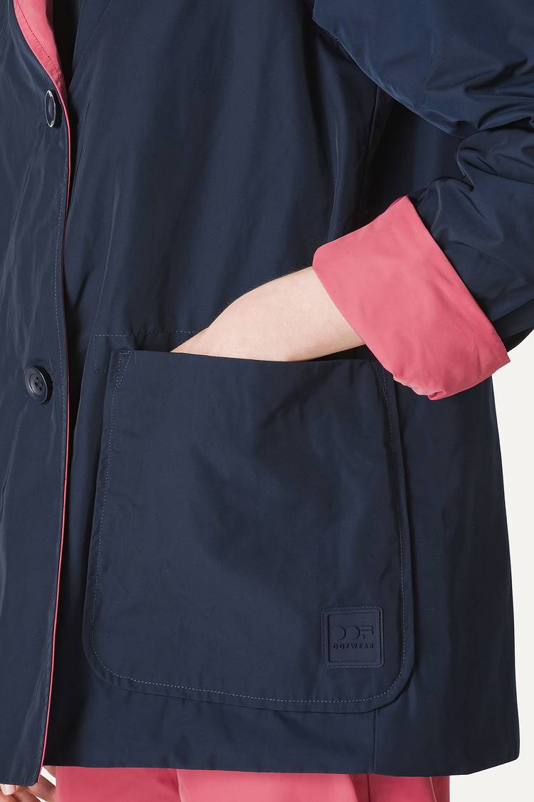 Oof Wear IMPERMEABILE REVERSIBILE CON CAPPUCCIO IN NYLON MEMORY 9411 - BLU NOTTE/ROSA ANTICO Qualità Garantita