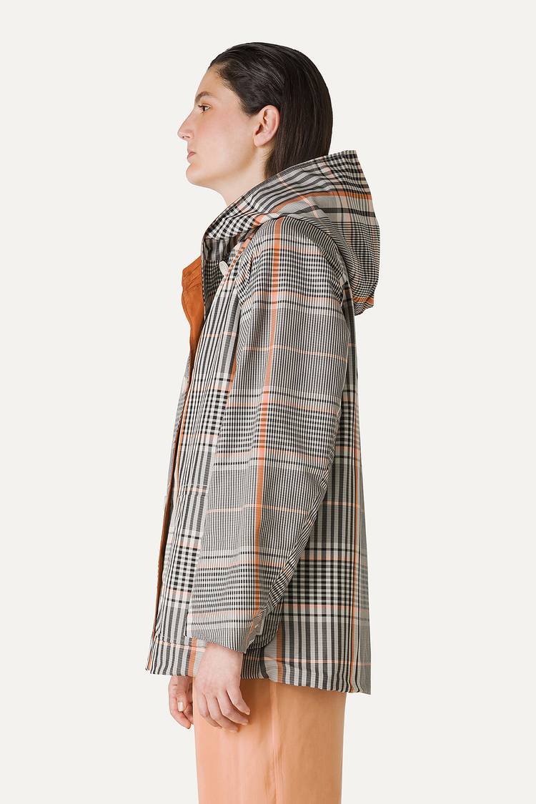 Oof Wear IMPERMEABILE REVERSIBILE CON CAPPUCCIO IN NYLON MEMORY CON DISEGNO CHECK 9411 - ARANCIONE/PAPRIKA Negozi Online