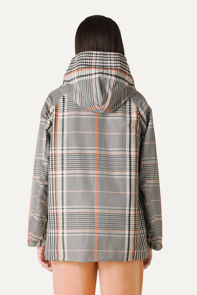 Oof Wear IMPERMEABILE REVERSIBILE CON CAPPUCCIO IN NYLON MEMORY CON DISEGNO CHECK 9411 - ARANCIONE/PAPRIKA Negozi Online