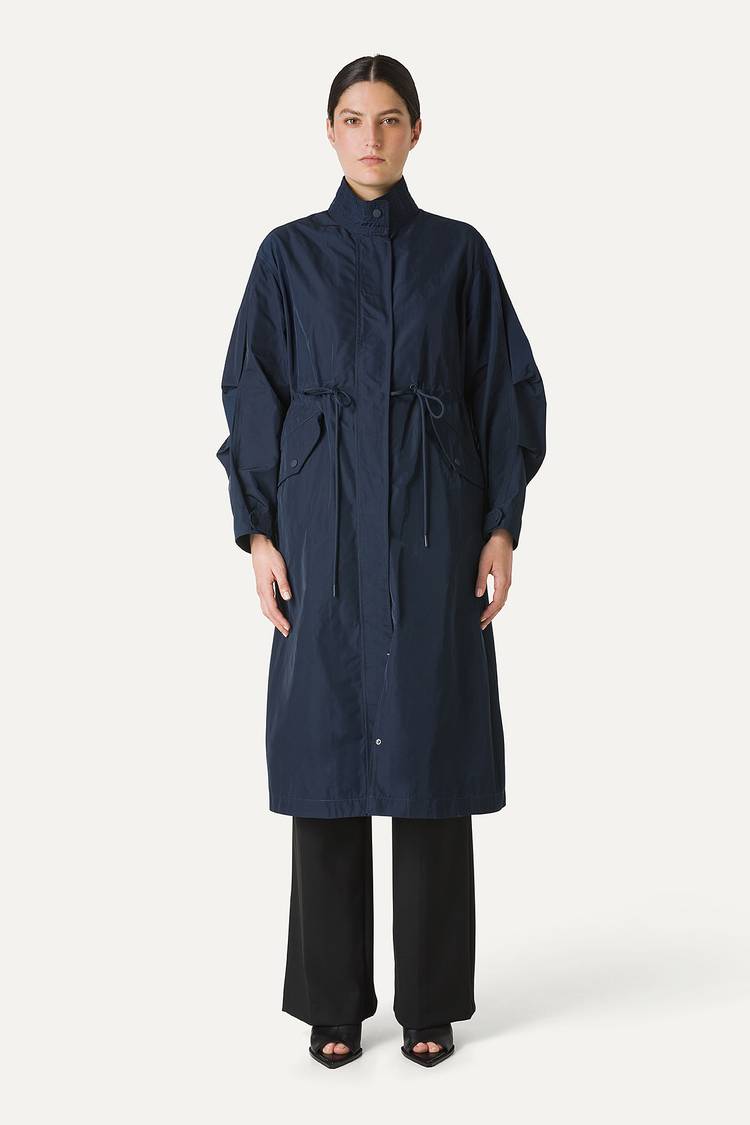 Oof Wear PARKA LUNGO OVER IN NYLON MEMORY 9211 - BLU NOTTE Consegna Veloce