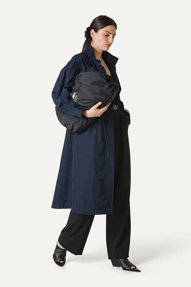 Oof Wear PARKA LUNGO OVER IN NYLON MEMORY 9211 - BLU NOTTE Consegna Veloce