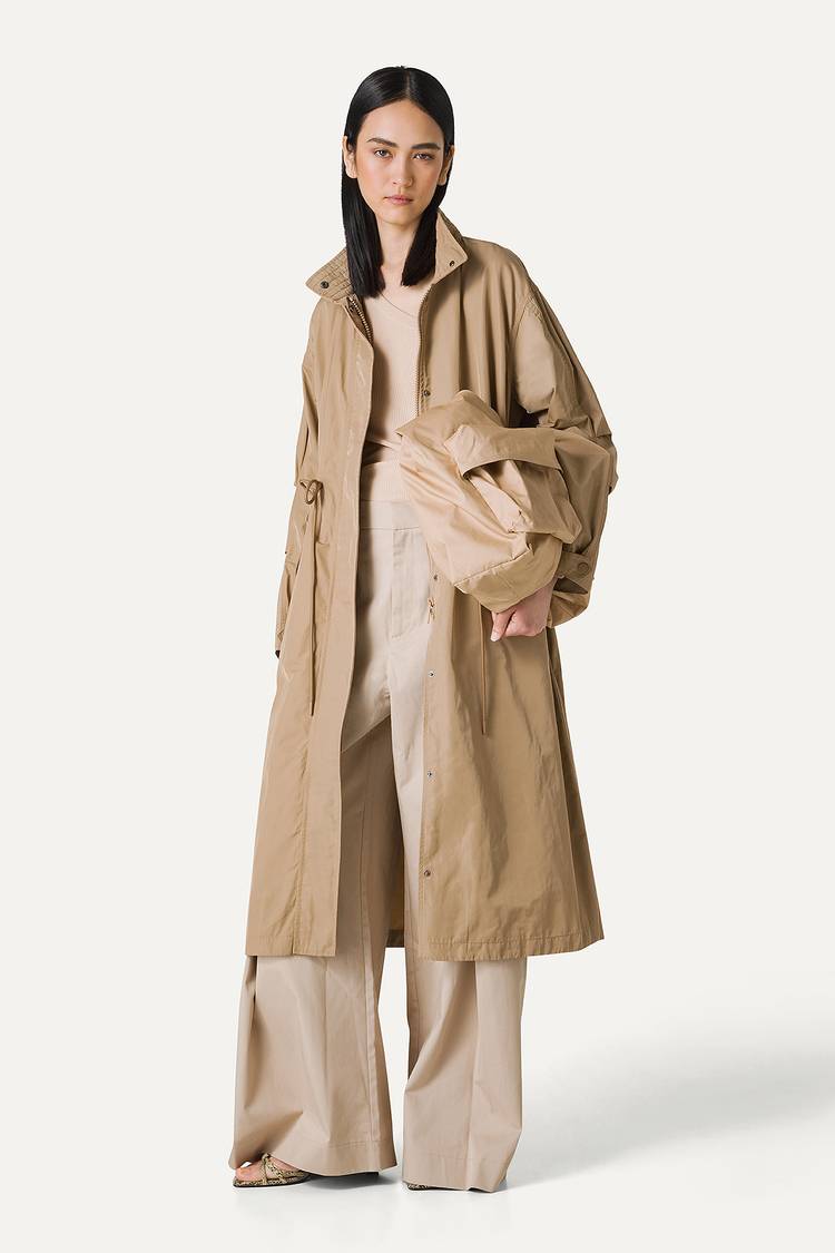 Oof Wear PARKA LUNGO OVER IN NYLON MEMORY 9211 - BEIGE Shopping Online