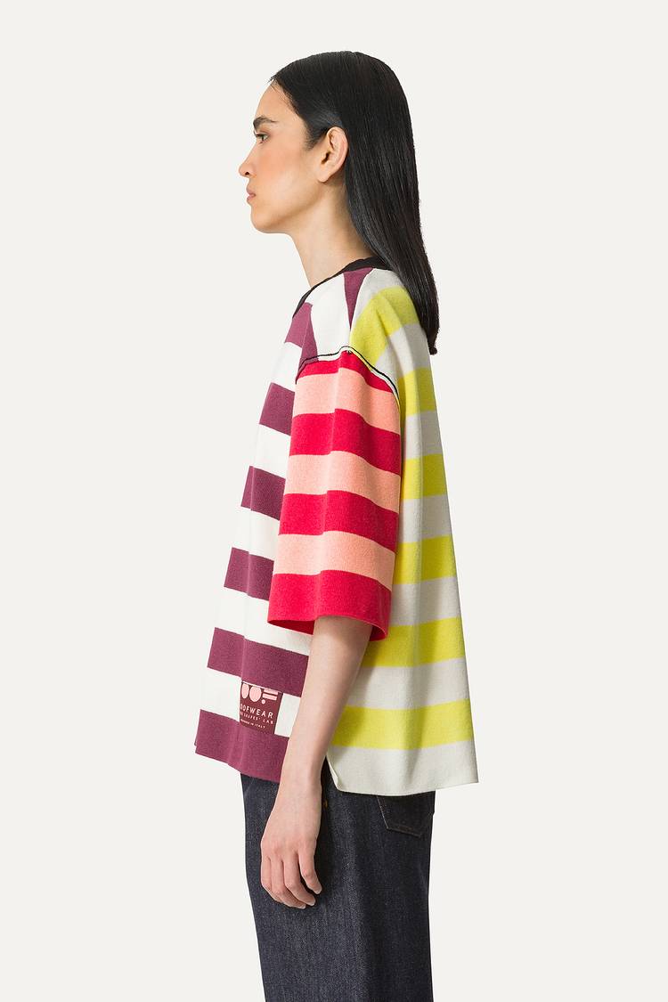 Oof Wear T-SHIRT A RIGHE COLORATE IN COTONE 4055 - PANNA/BORDEAUX Convenienza