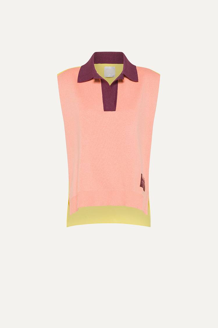 Oof Wear GILET COLORATO IN COTONE 4057 - PESCA/LIME Sconto