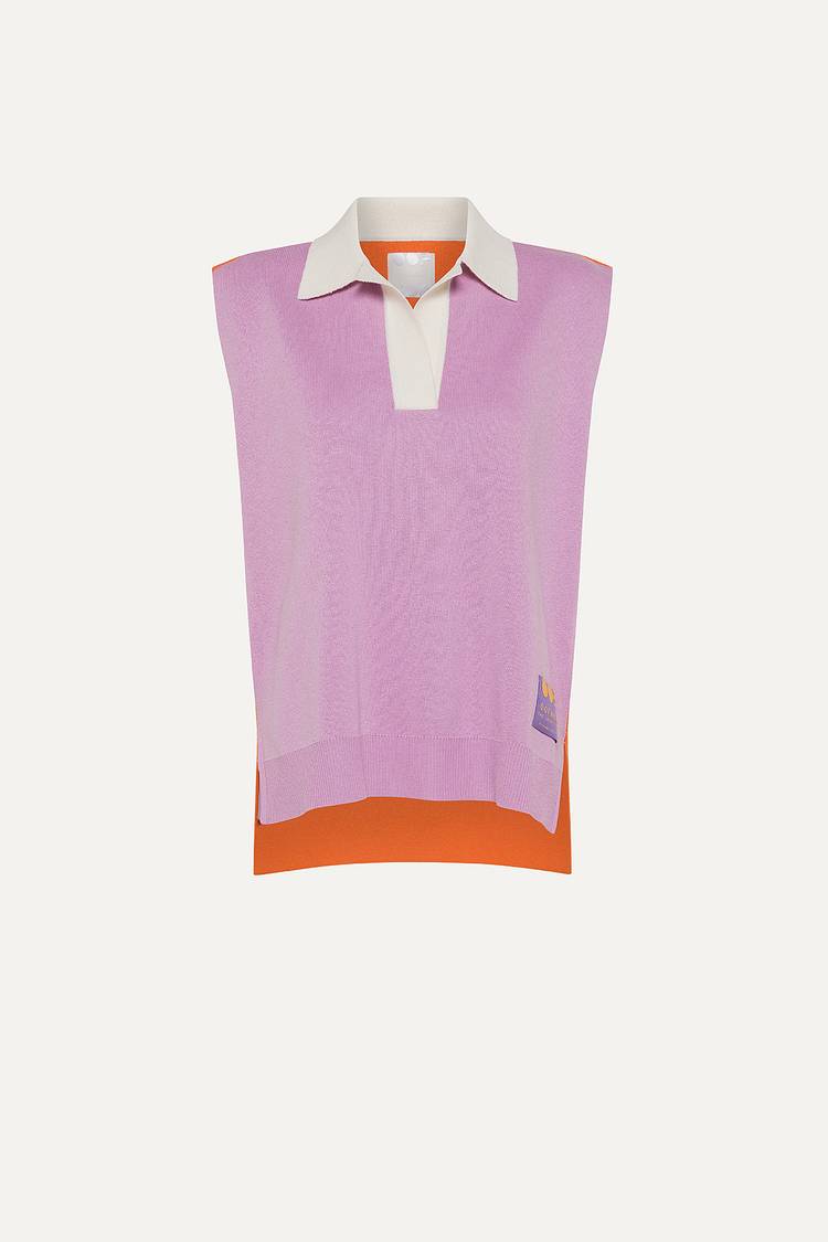 Oof Wear GILET COLORATO IN COTONE 4057 - LILLA/ARANCIO Offerta