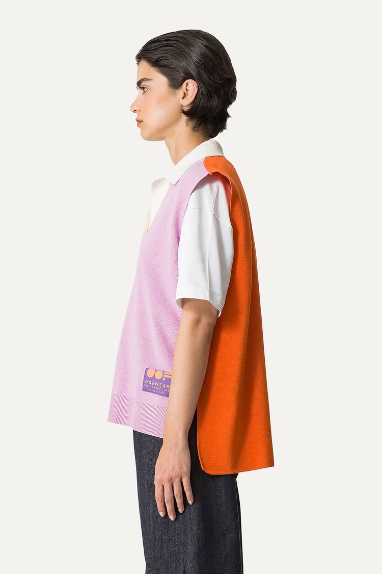Oof Wear GILET COLORATO IN COTONE 4057 - LILLA/ARANCIO Offerta