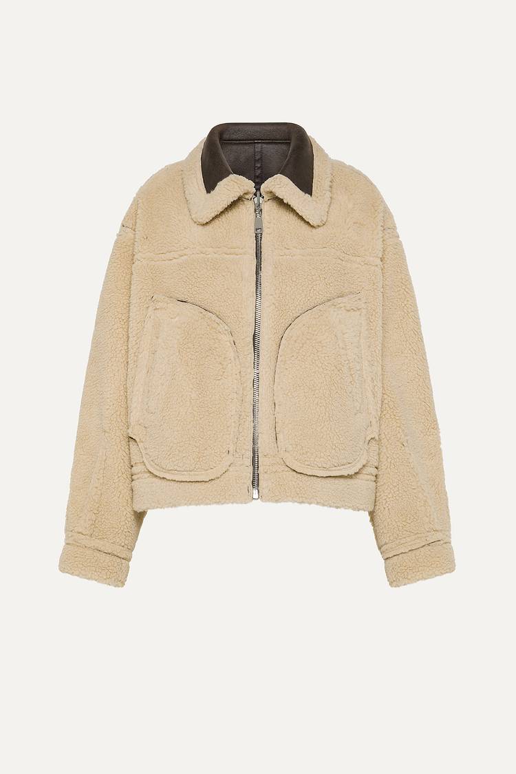 Oof Wear GIACCA CORTA REVERSIBILE 9262 IN ECO-MONTONE - MARRONE/CREMA Nuova