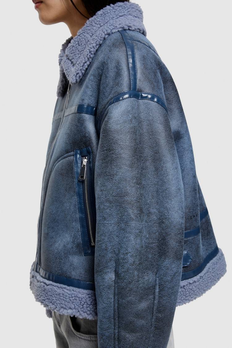 Oof Wear GIACCA CORTA REVERSIBILE 9262 IN ECO-MONTONE - CERULEO/CARTA DA ZUCCHERO Moda