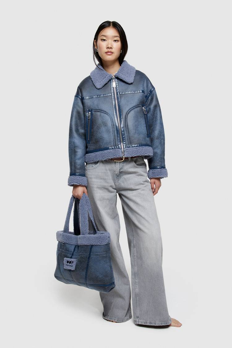 Oof Wear GIACCA CORTA REVERSIBILE 9262 IN ECO-MONTONE - CERULEO/CARTA DA ZUCCHERO Moda