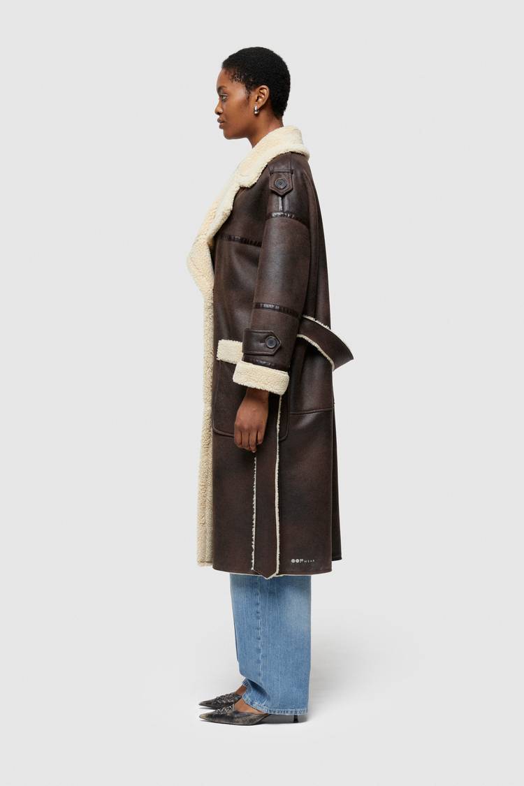 Oof Wear CAPPOTTO LUNGO REVERSIBILE 9263 IN ECO-MONTONE - MARRONE/CREMA 2025