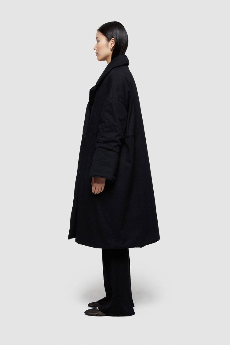 Oof Wear GIACCA LUNGA 9244 IN GABARDINA DI COTONE - NERO In Linea