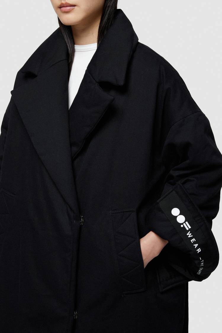 Oof Wear GIACCA LUNGA 9244 IN GABARDINA DI COTONE - NERO In Linea