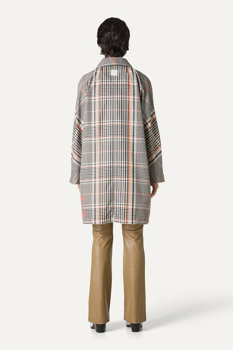 Oof Wear TRENCH IN NYLON MEMORY A DISEGNO CHECK 9138 - ARANCIO/CREMA Spedizione Gratuita