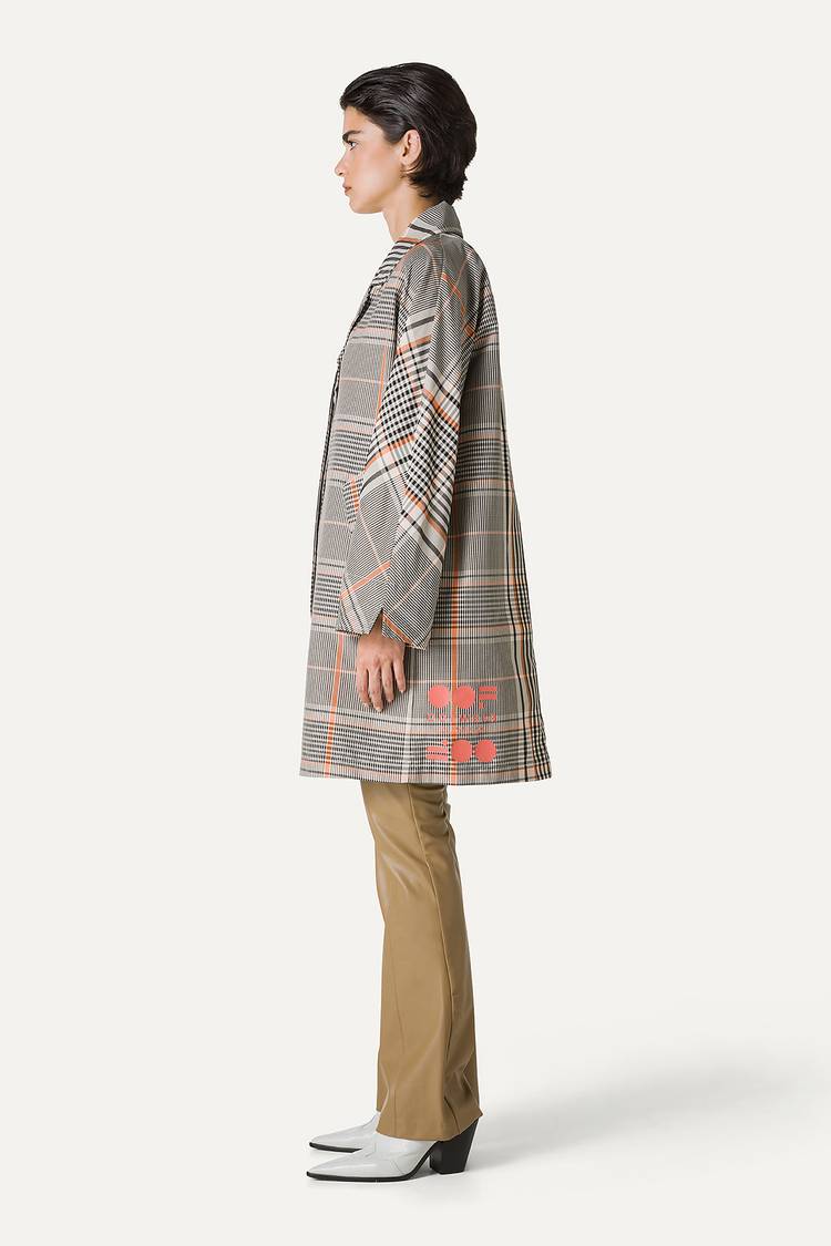 Oof Wear TRENCH IN NYLON MEMORY A DISEGNO CHECK 9138 - ARANCIO/CREMA Spedizione Gratuita
