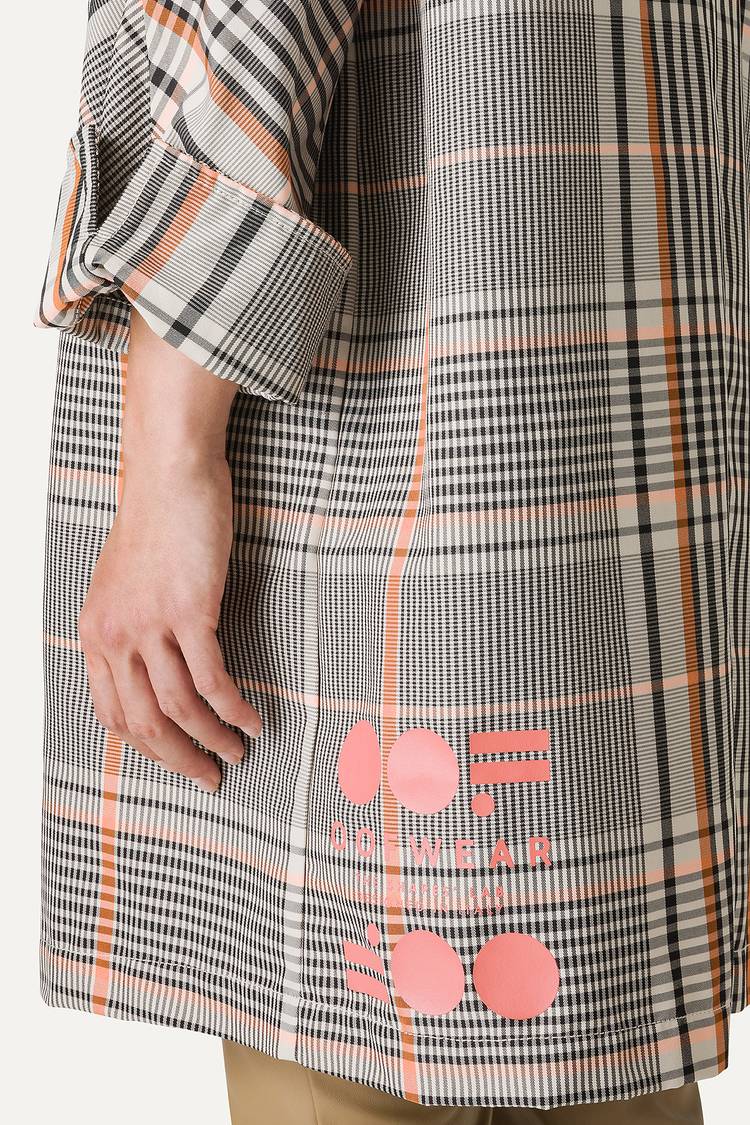 Oof Wear TRENCH IN NYLON MEMORY A DISEGNO CHECK 9138 - ARANCIO/CREMA Spedizione Gratuita