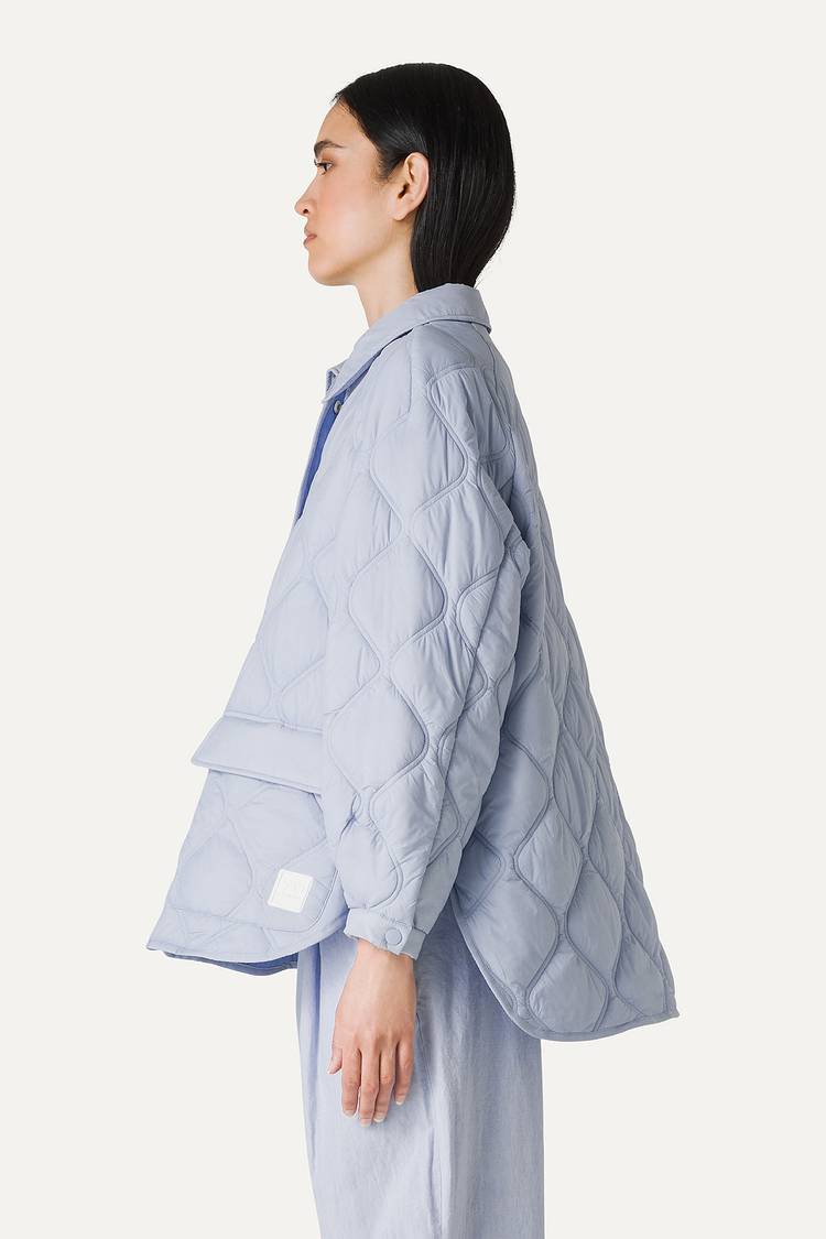 Oof Wear GIACCA A CAMICIA OVER IN NYLON LEGGERO TRAPUNTATO 9222 - CIELO Shopping Online