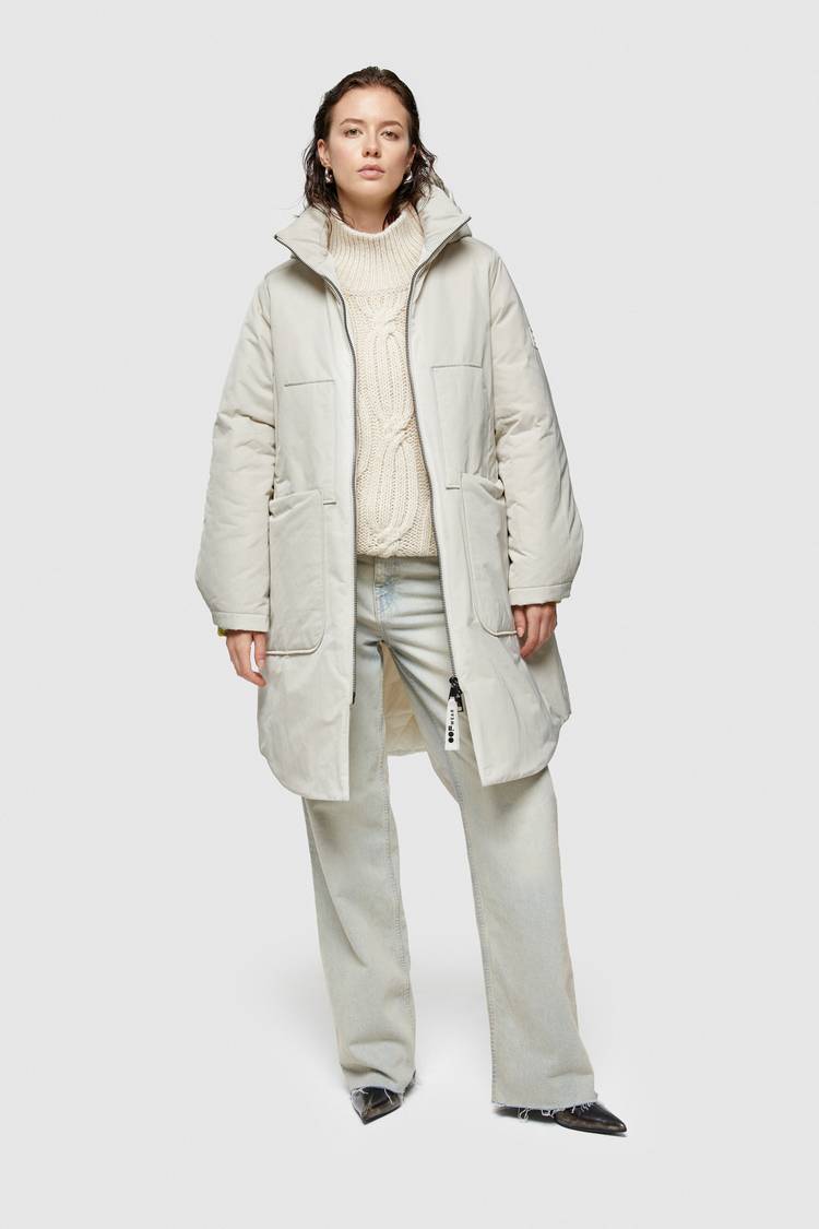 Oof Wear PARKA LUNGO 9094 IN NYLON MEMORY - PANNA Prezzo Ridotto