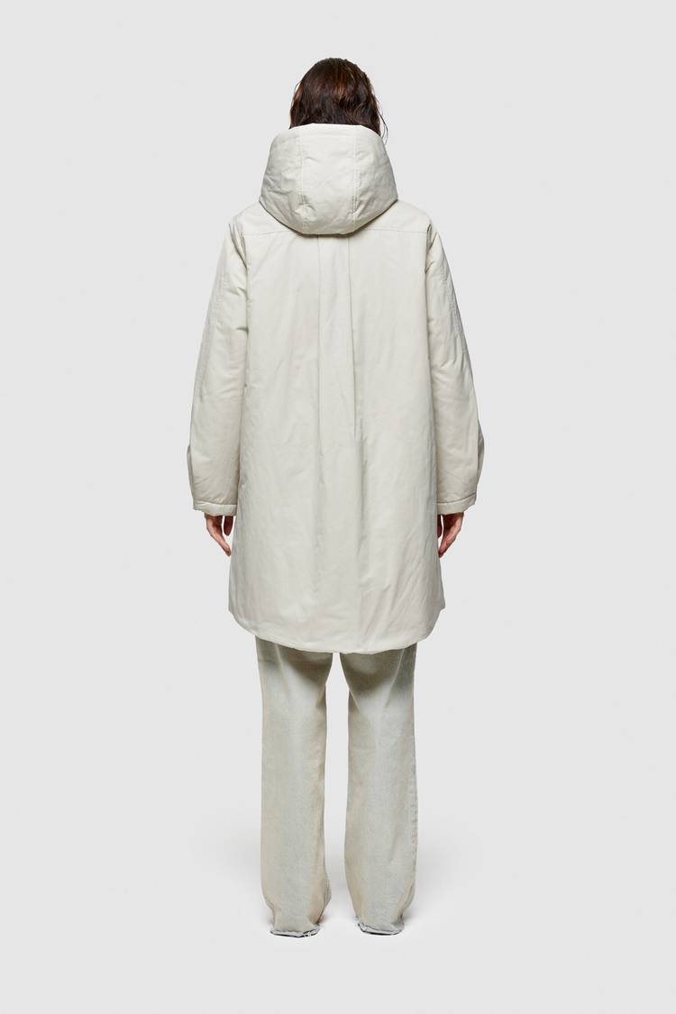 Oof Wear PARKA LUNGO 9094 IN NYLON MEMORY - PANNA Prezzo Ridotto