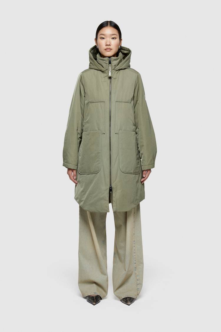 Oof Wear PARKA LUNGO 9094 IN NYLON MEMORY - VERDE MIMETICO Novità