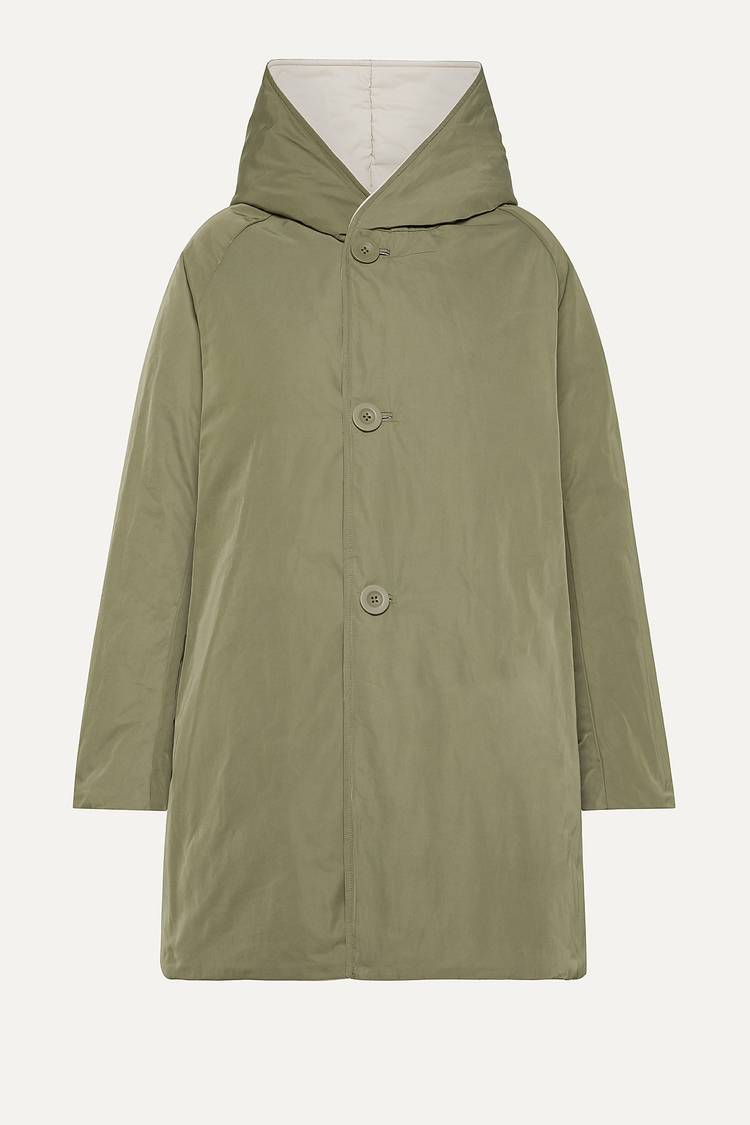 Oof Wear IMPERMEABILE REVERSIBILE 9410 IN NYLON MEMORY CON CAPPUCCIO - PANNA/VERDE MILITARE Presa