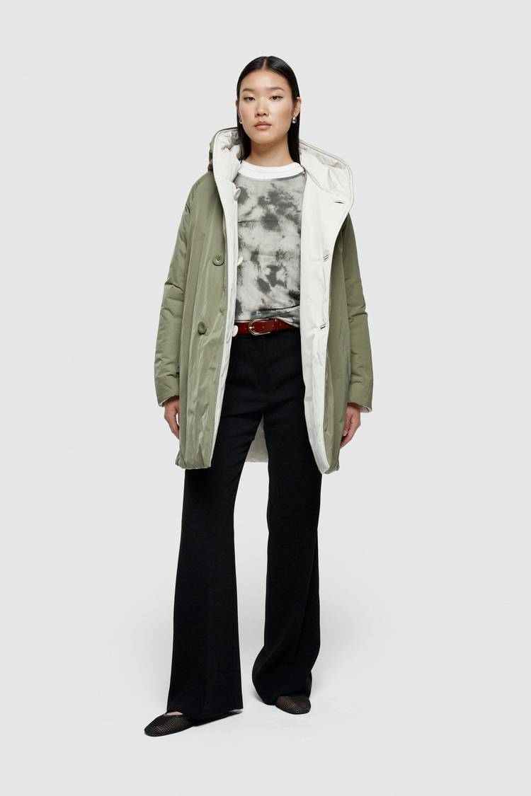 Oof Wear IMPERMEABILE REVERSIBILE 9410 IN NYLON MEMORY CON CAPPUCCIO - PANNA/VERDE MILITARE Presa