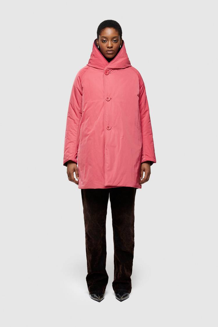 Oof Wear IMPERMEABILE REVERSIBILE 9410 IN NYLON MEMORY CON CAPPUCCIO - PRUGNA/DUST ROSE Offerta