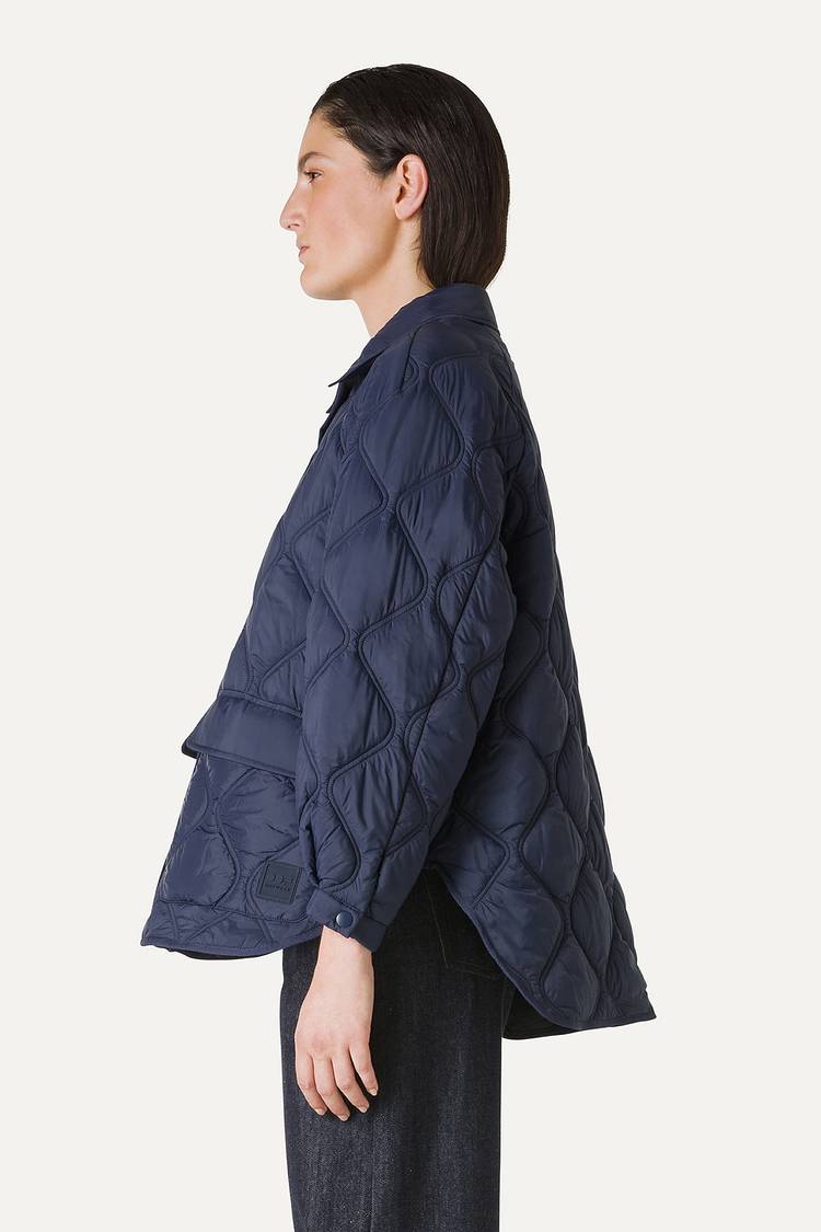 Oof Wear GIACCA A CAMICIA OVER IN NYLON LEGGERO TRAPUNTATO 9222 - BLU NOTTE Offerte
