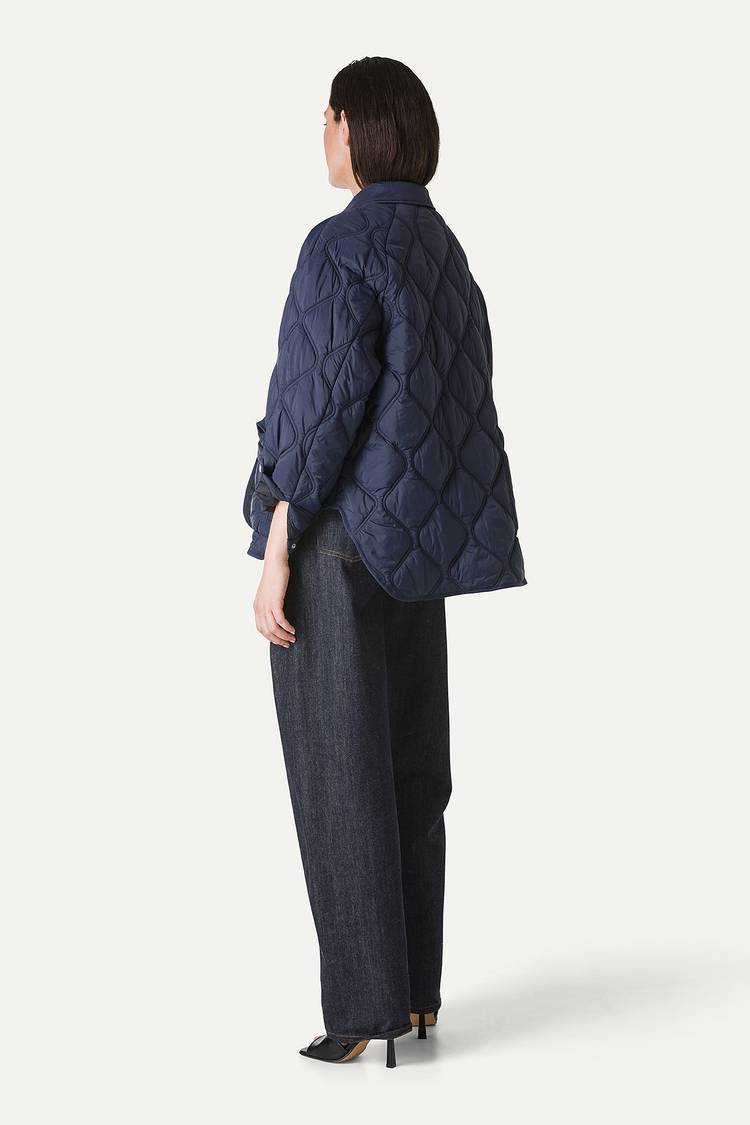 Oof Wear GIACCA A CAMICIA OVER IN NYLON LEGGERO TRAPUNTATO 9222 - BLU NOTTE Offerte