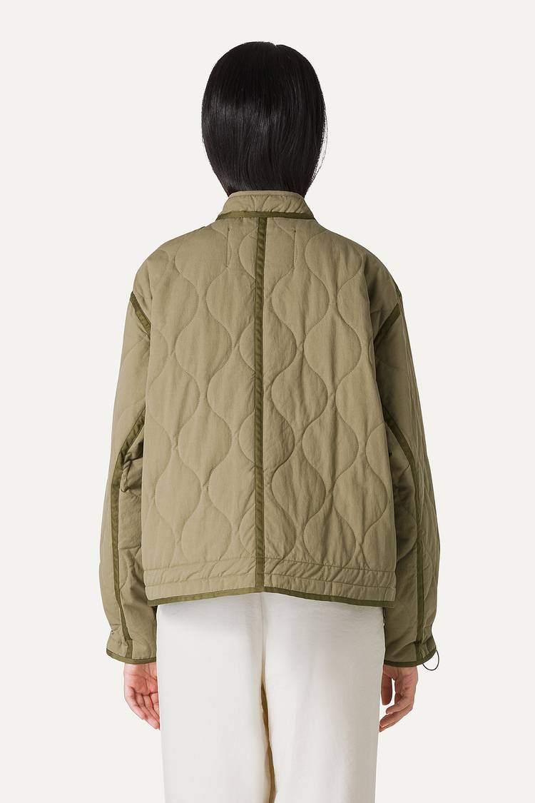 Oof Wear GIACCA CORTA SVASATA IN COTONE TRAPUNTATO 9224 - VERDE MUSCHIO Vendita Calda