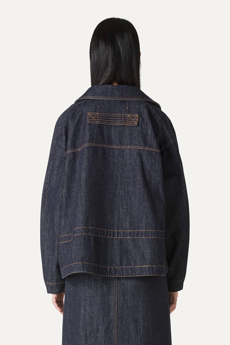 Oof Wear TRENCH CORTO IN DENIM LAVATO 9202 - BLU SCURO In Saldo