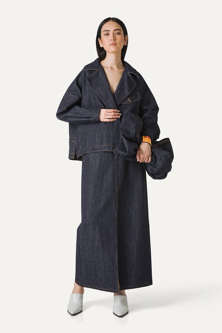 Oof Wear TRENCH CORTO IN DENIM LAVATO 9202 - BLU SCURO In Saldo
