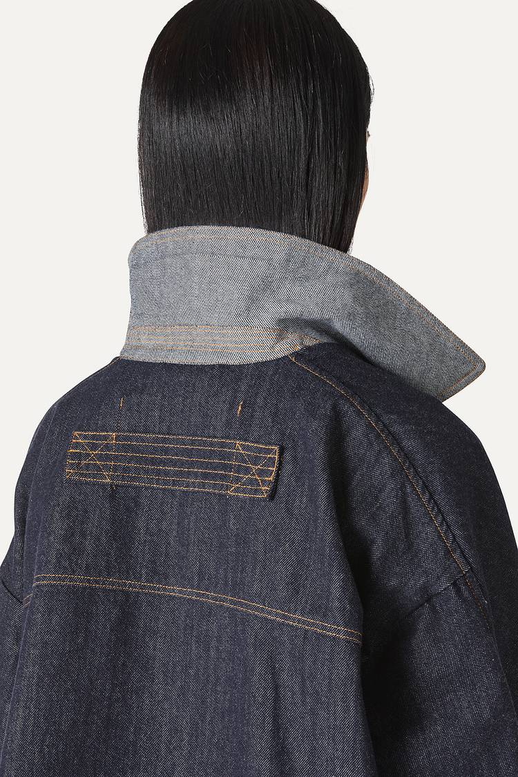 Oof Wear TRENCH CORTO IN DENIM LAVATO 9202 - BLU SCURO In Saldo