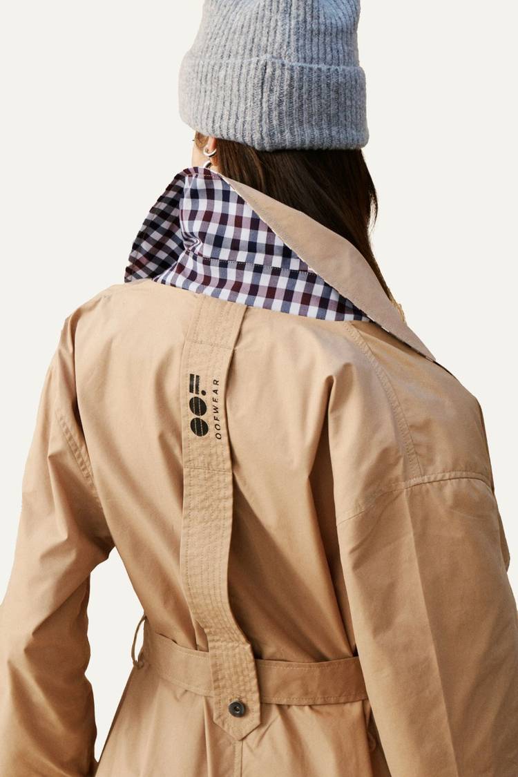 Oof Wear TRENCH LUNGO IN GABARDINA DI COTONE LEGGERO 9203 - NATURALE Nuova