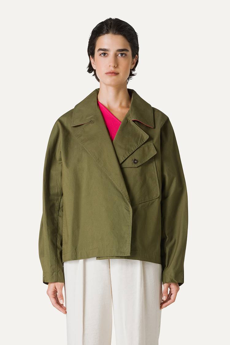 Oof Wear TRENCH CORTO IN GABARDINA DI COTONE LEGGERO 9202 - FORESTA 2025